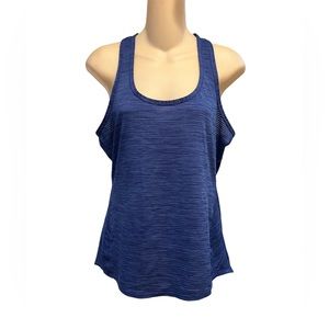 Athleta Womens Activewear Racerback Tank Top Sleeveless Low Neck Blue Size M